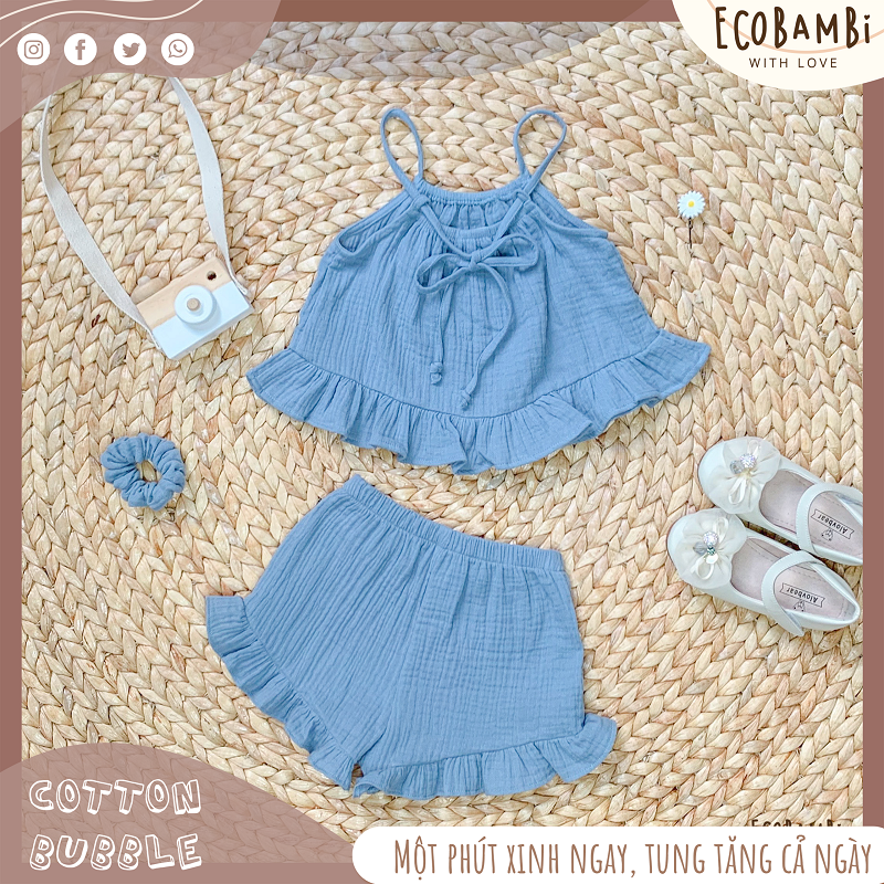 Set bé gái Petal cotton bubble