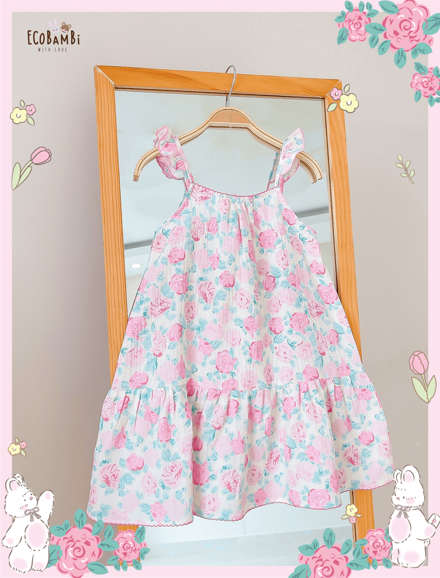Đầm muslin 2 dây phối cánh tiên bé gái - BB-23DAMBG034 - 8935334001299