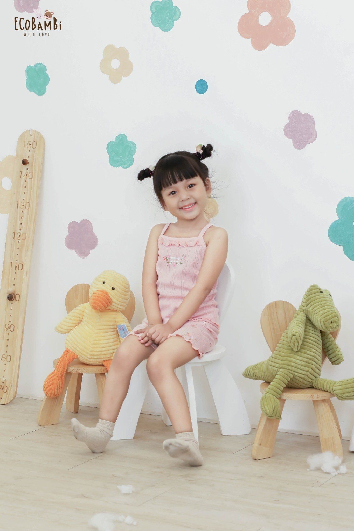 Bộ thun cotton 2 dây QUẦN LỬNG phong cách Hàn Quốc kiểu dệt jacquard in hoạ tiết Ecobambi