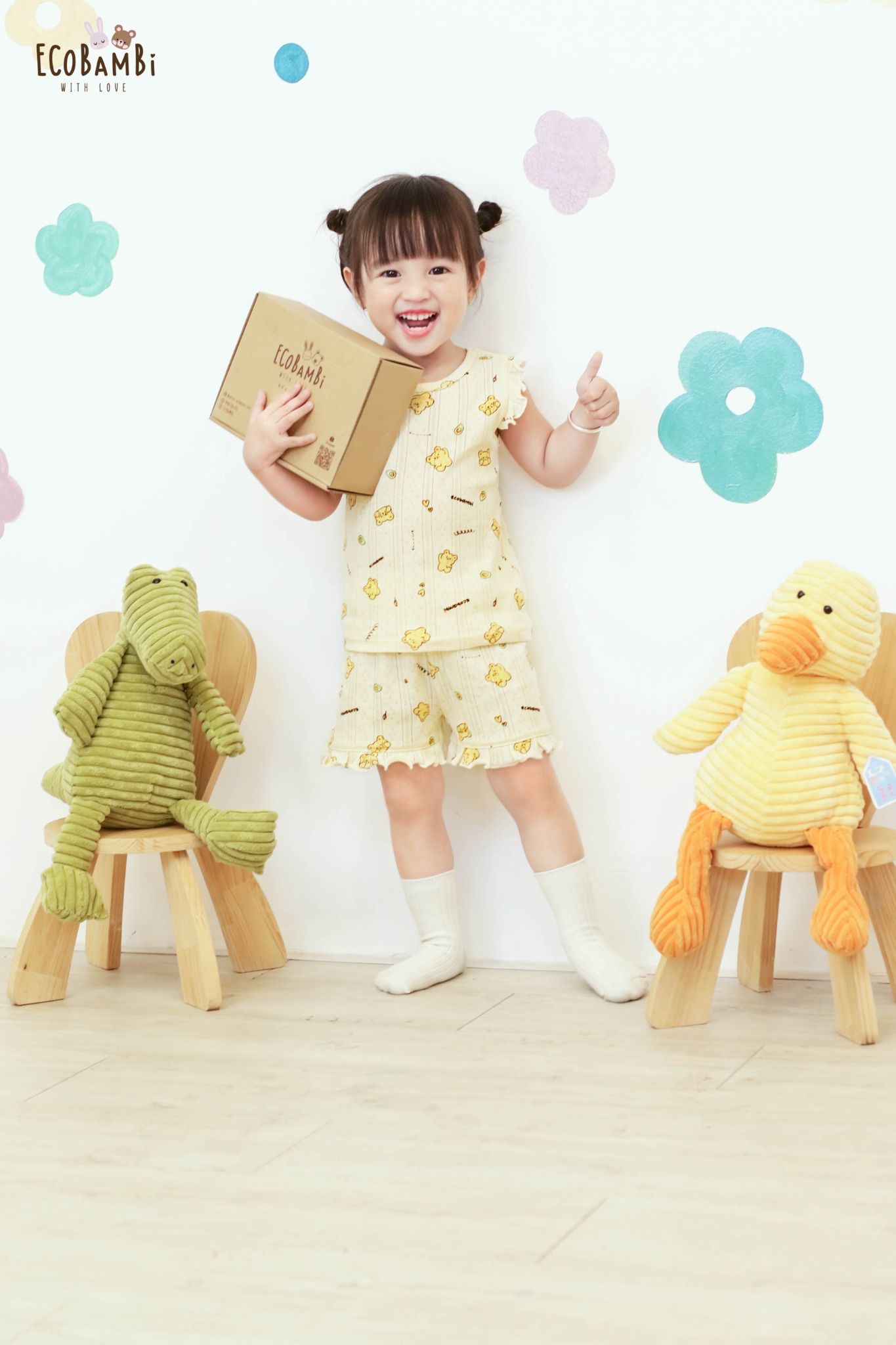 Bộ bé gái TAY CÁNH TIÊN thun thông hơi cotton Hàn Quốc, kiểu dệt jacquard in hoạ tiết dễ thương - 8935334000391