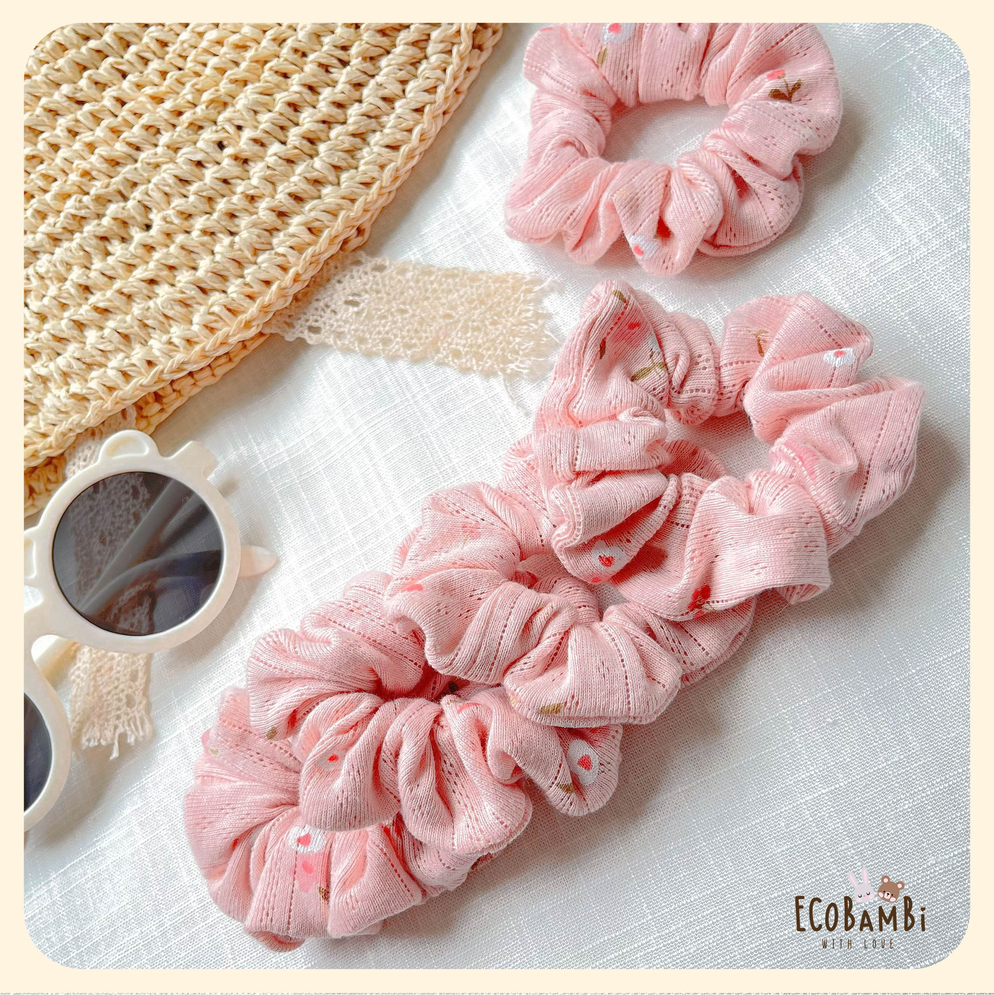 Scrunchies cotton in hoạ tiết - bản nhỏ
