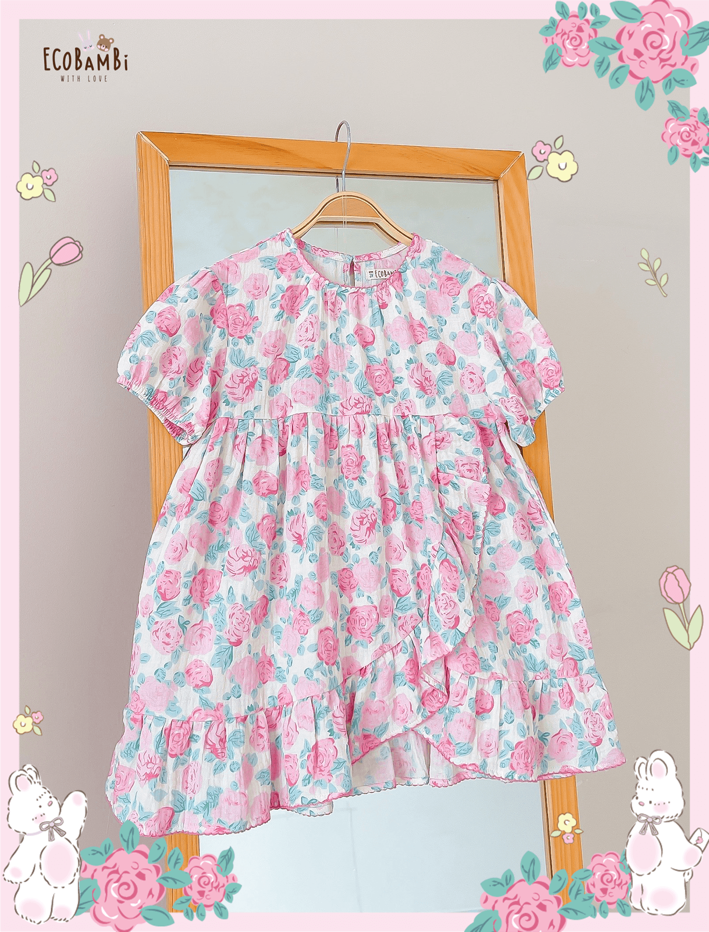 Đầm Muslin tay ngắn - vạt chéo bé gái - BB-23DAMBG045 - 8935334001305