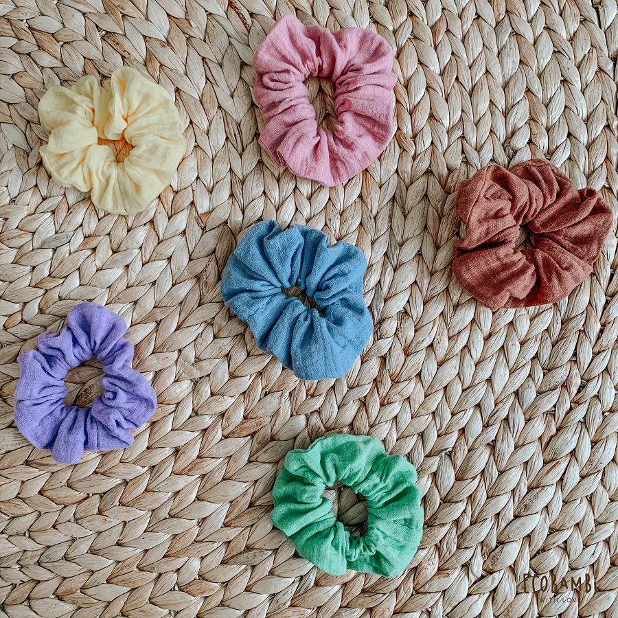 Scrunchies sắc màu cotton bubble - bản to