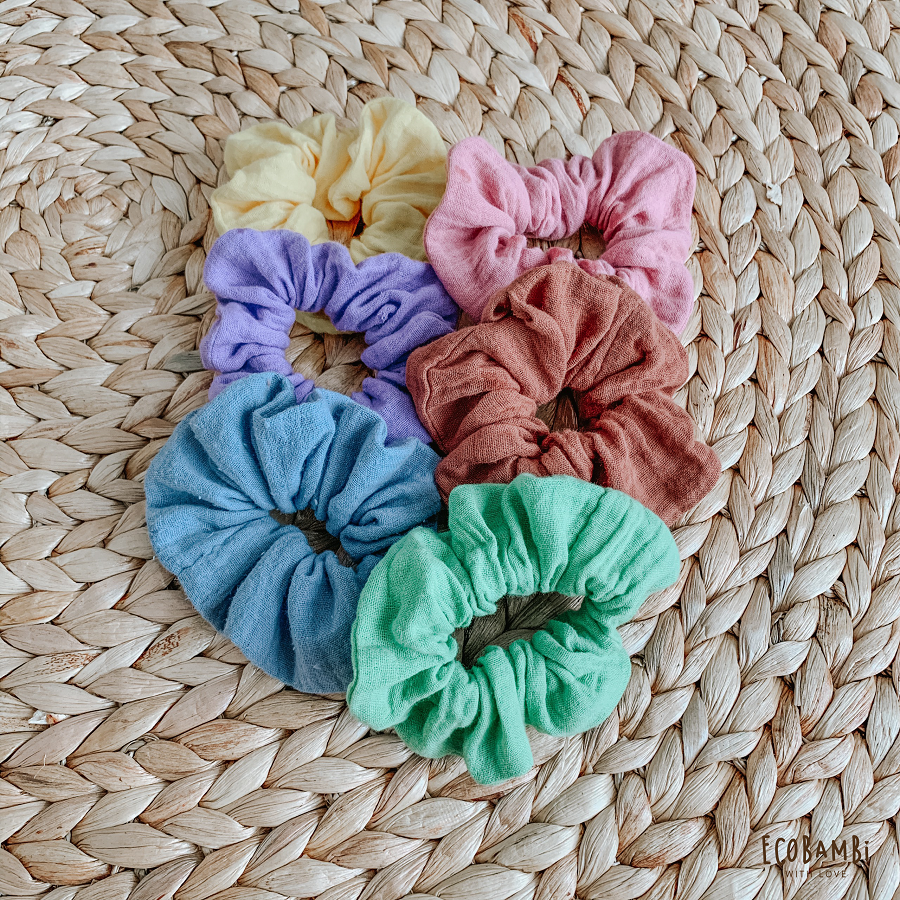 Scrunchies sắc màu cotton bubble - bản to
