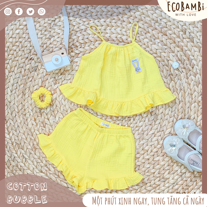 Set bé gái Petal cotton bubble