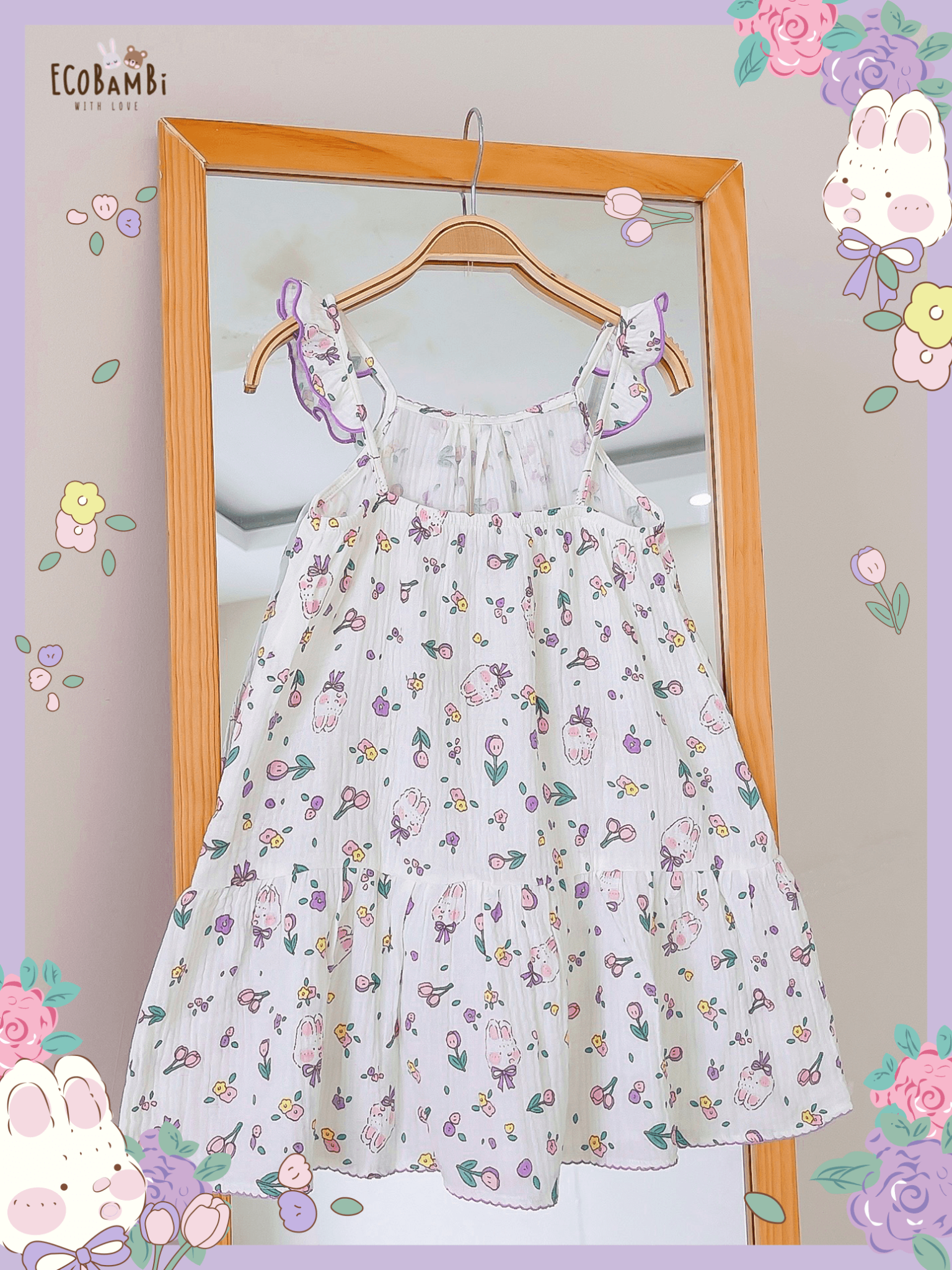 Đầm muslin 2 dây phối cánh tiên bé gái - BB-23DAMBG034 - 8935334001299