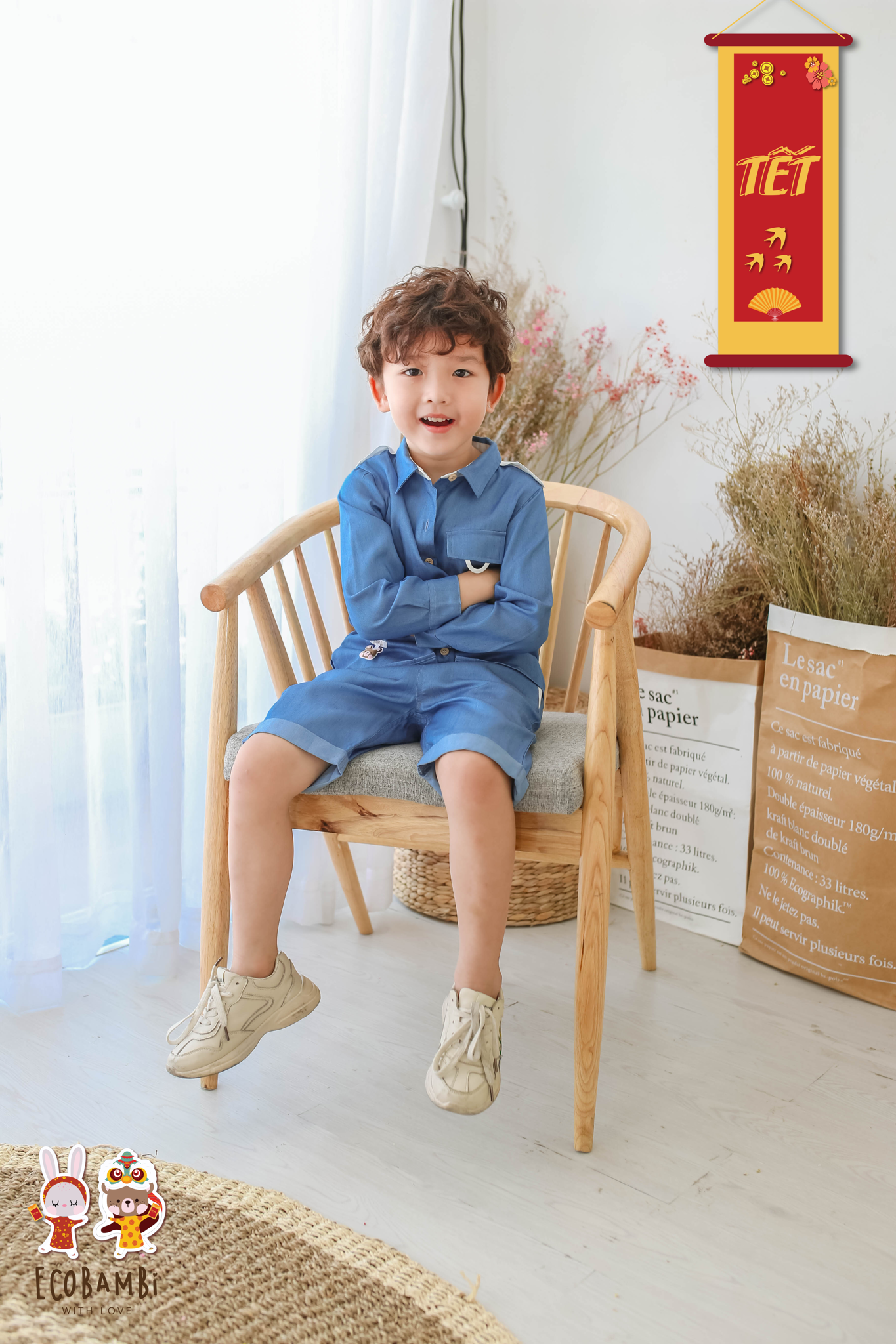 Quần lửng bé trai tencel denim