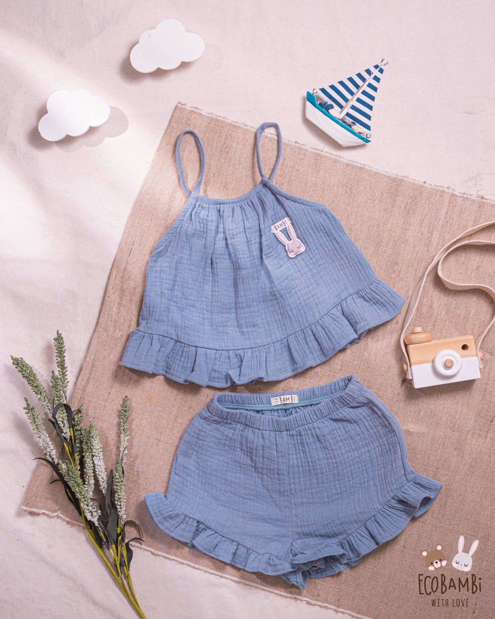Set bé gái Petal cotton bubble