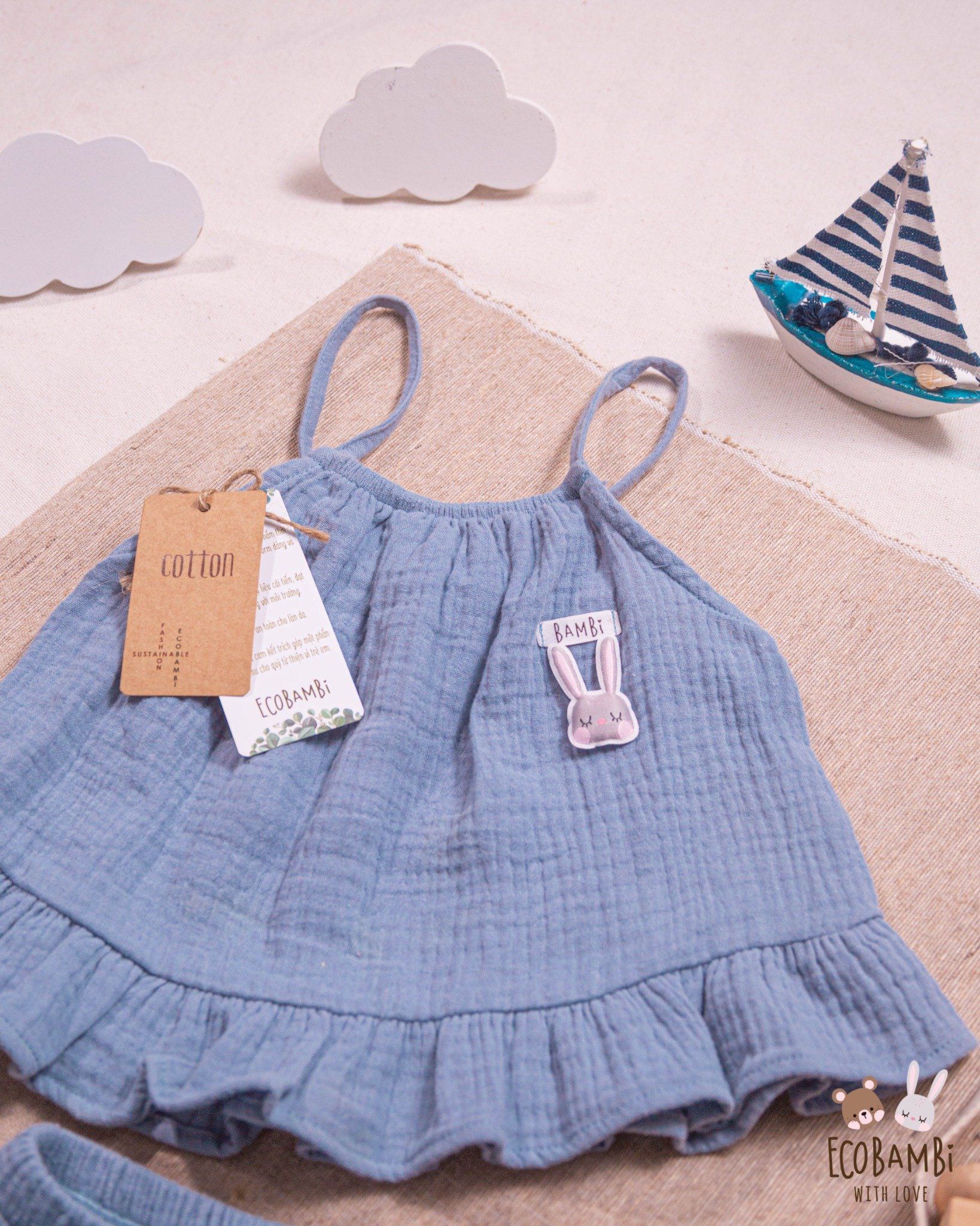 Set bé gái Petal cotton bubble