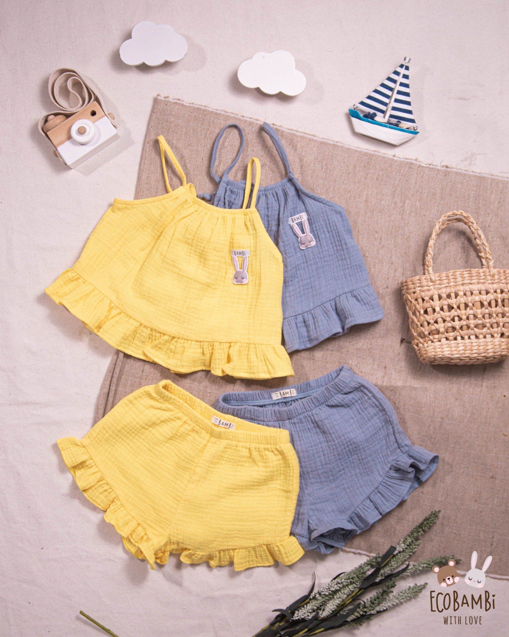 Set bé gái Petal cotton bubble