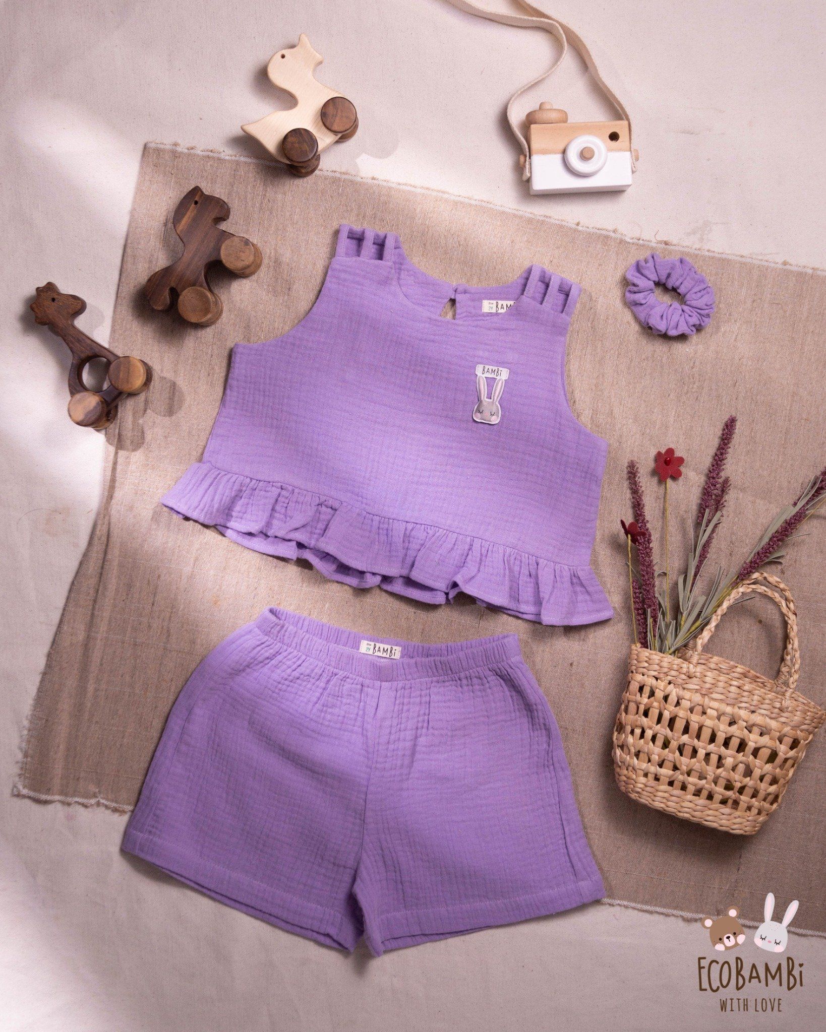 Set bé gái Baby Leaf cotton bubble