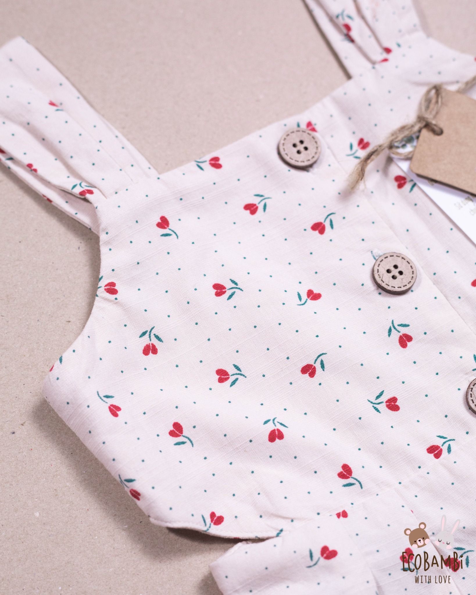 Jumpsuit khoét eo bé gái Cotton Linen