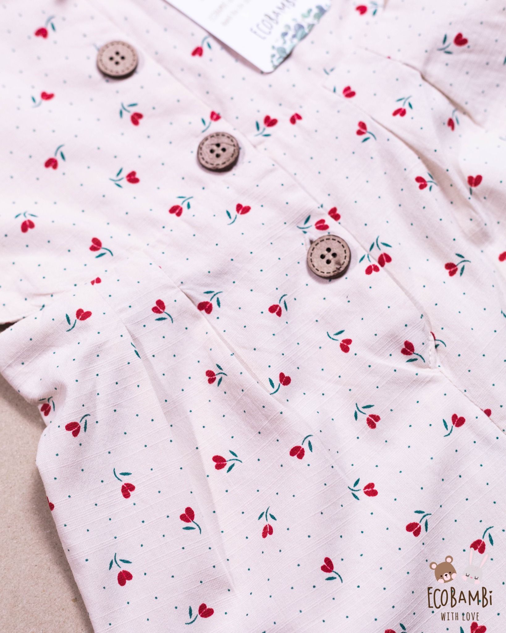 Jumpsuit khoét eo bé gái Cotton Linen