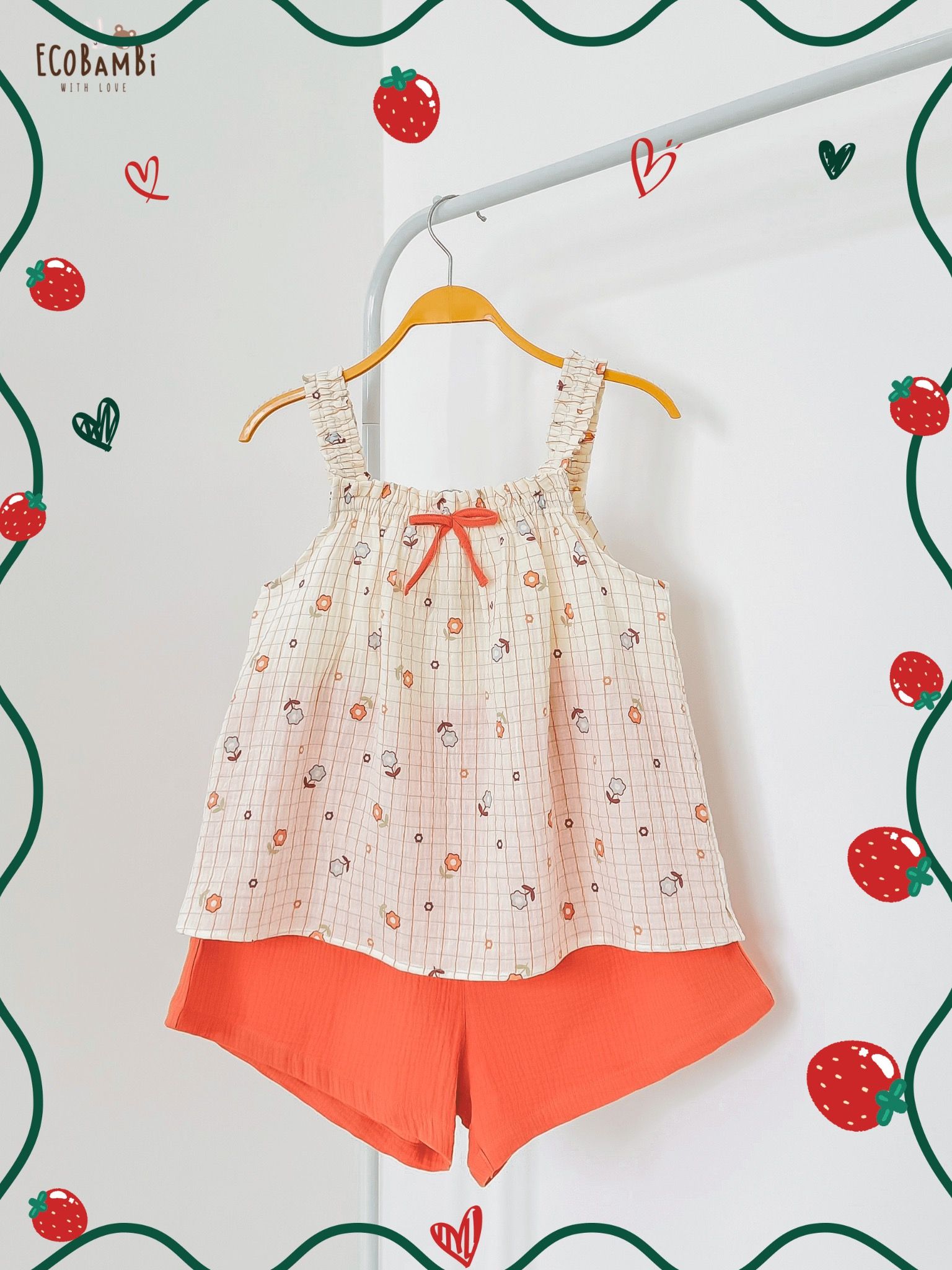 Bộ muslin 2 dây dún vai NỮ Innies - IN-24BONU003 - 8935334001459