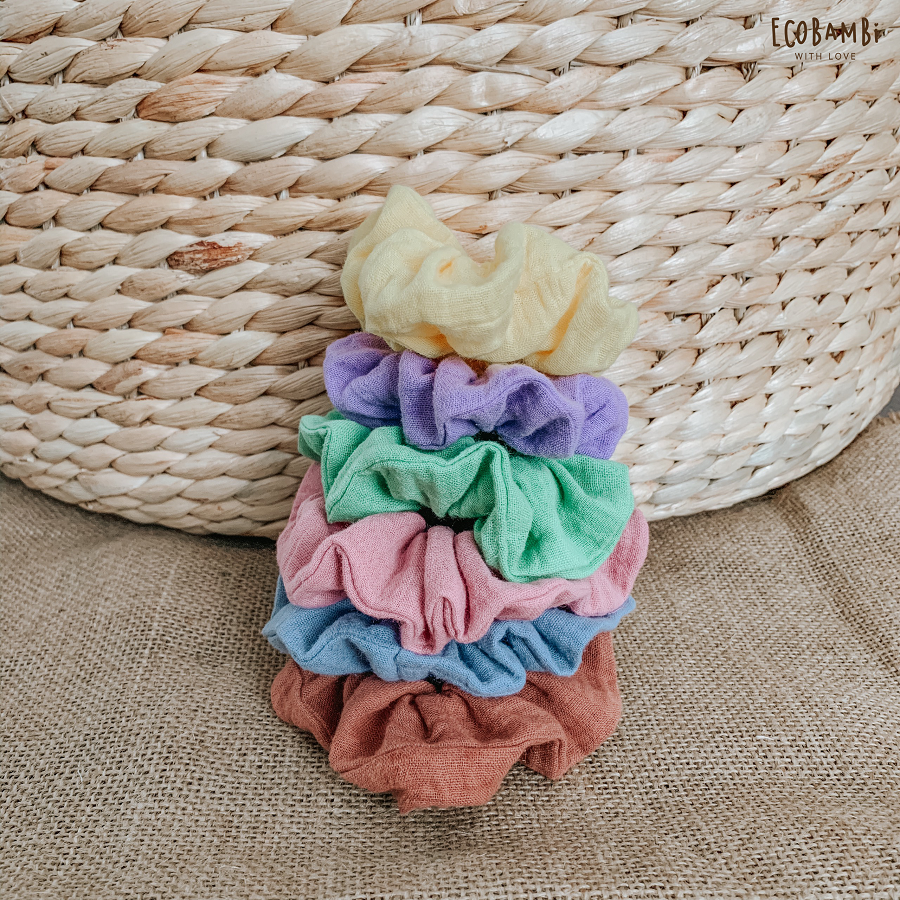 Scrunchies sắc màu cotton bubble - bản to