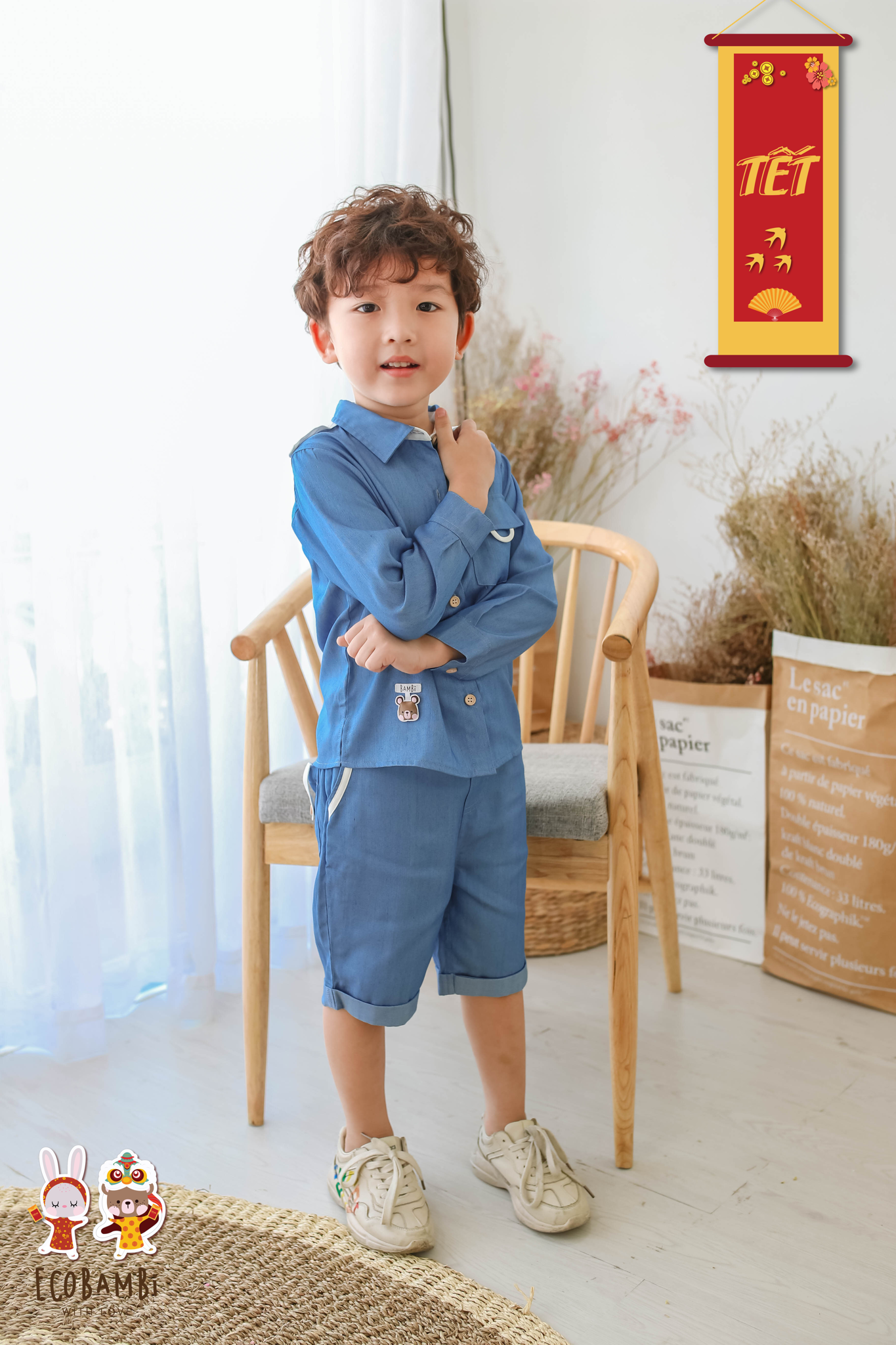 Quần lửng bé trai tencel denim
