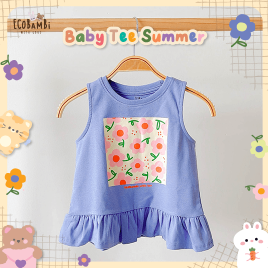 Áo thun croptop sát nách - bèo lai bé gái ECOBAMBI - BB-23AOBG008 - 8935334000995