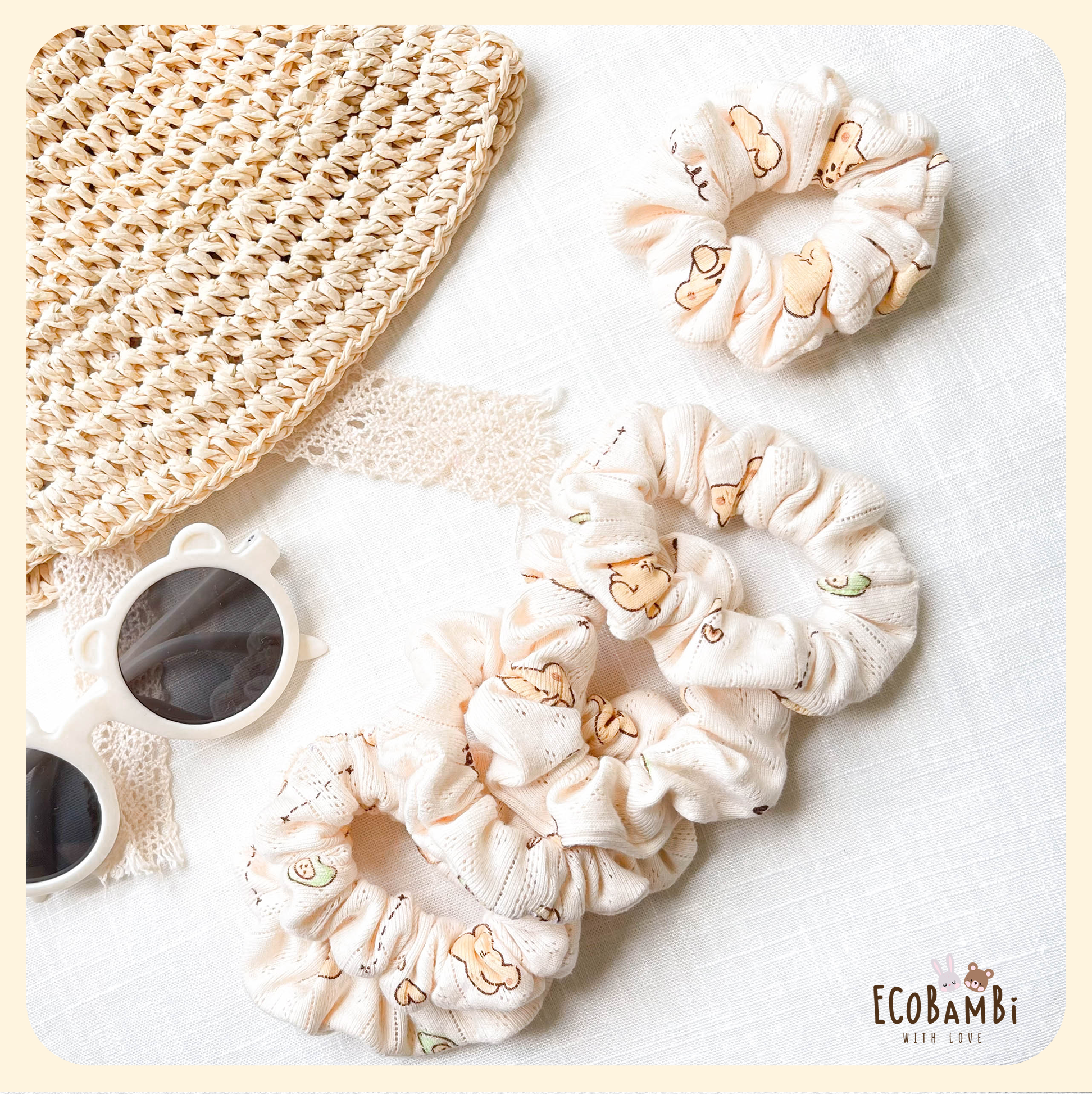 Scrunchies cotton in hoạ tiết - bản nhỏ
