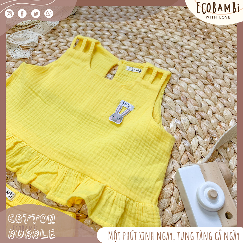 Set bé gái Baby Leaf cotton bubble