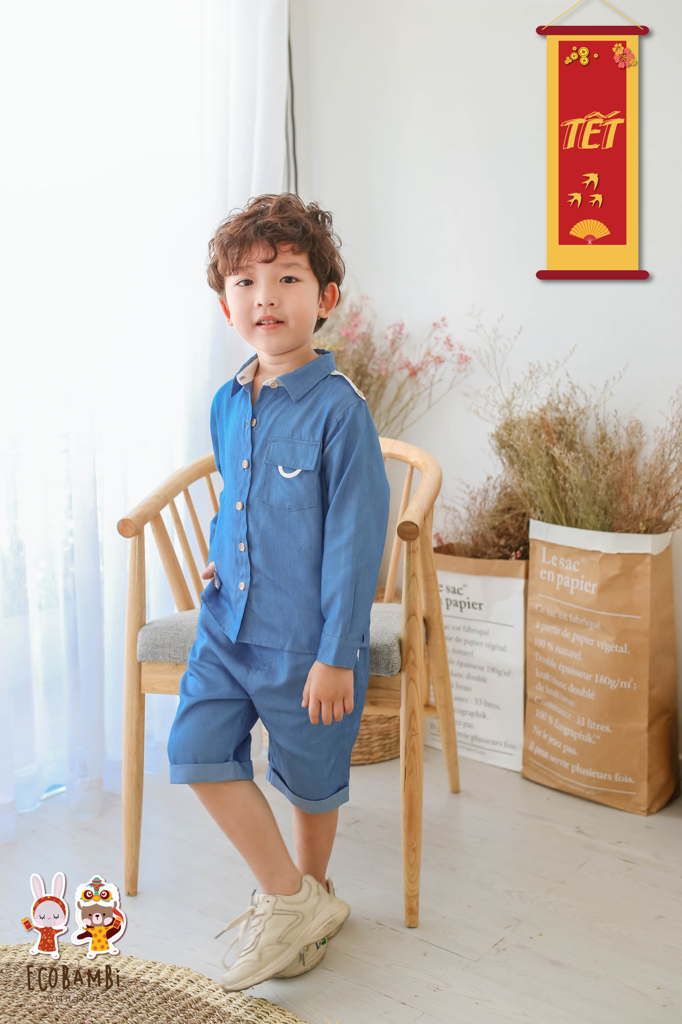 Áo sơ mi tay dài tencel denim