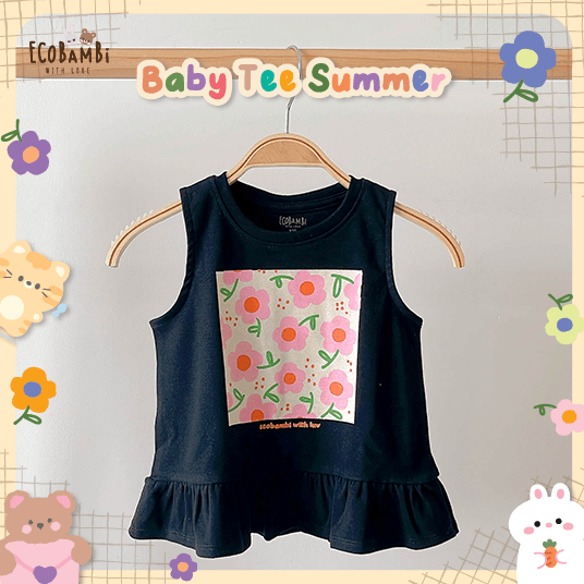 Áo thun croptop sát nách - bèo lai bé gái ECOBAMBI - BB-23AOBG008 - 8935334000995