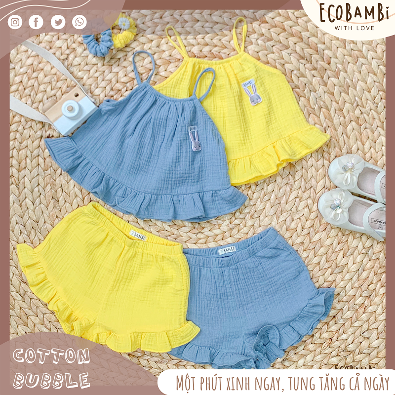 Set bé gái Petal cotton bubble