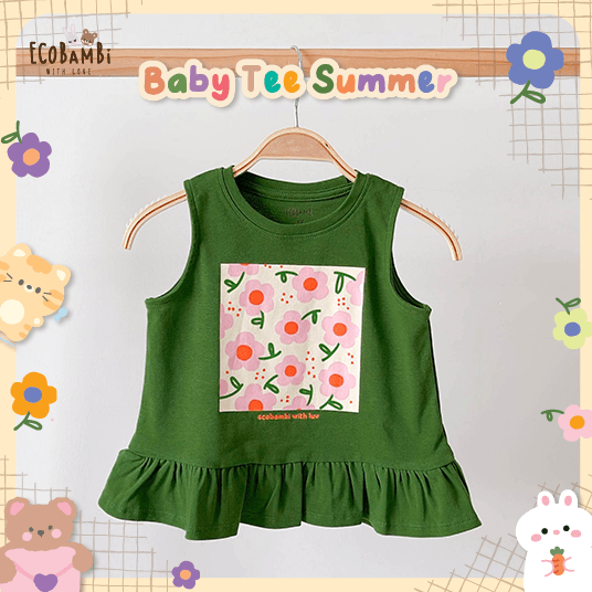 Áo thun croptop sát nách - bèo lai bé gái ECOBAMBI - BB-23AOBG008 - 8935334000995