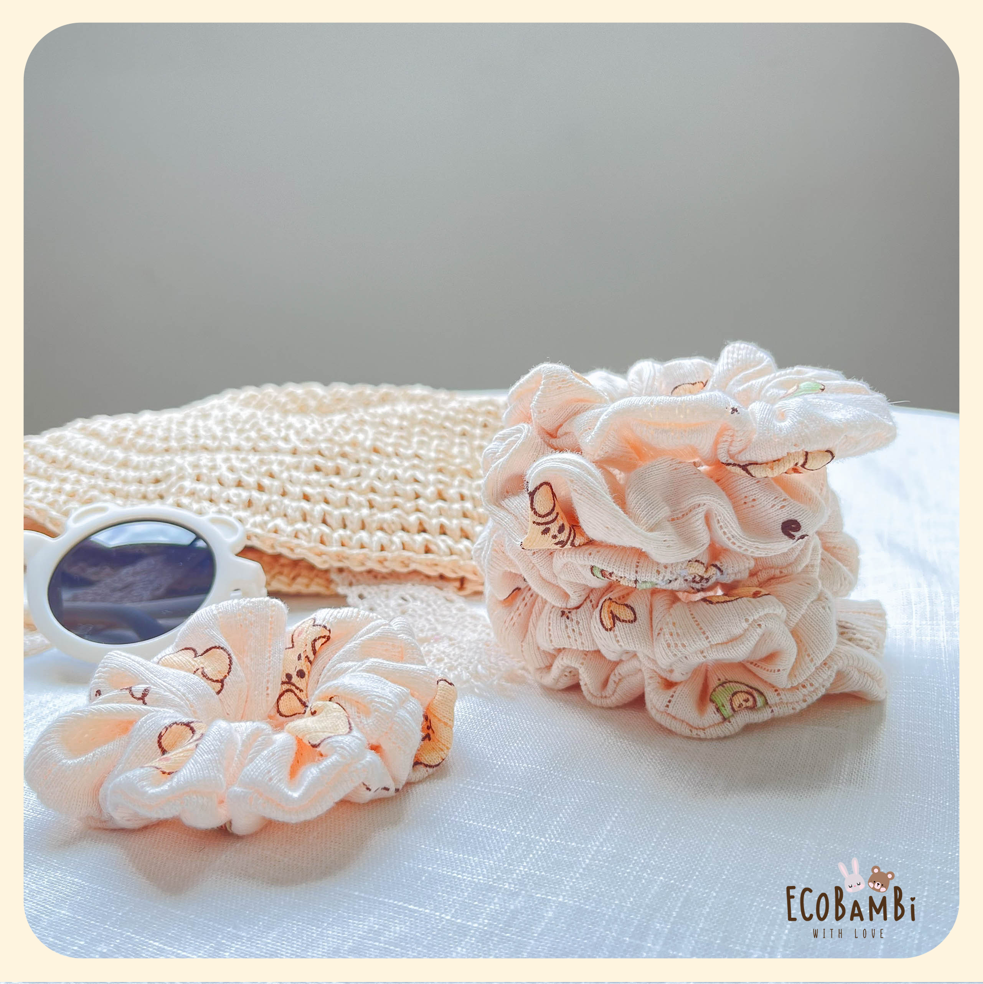 Scrunchies cotton in hoạ tiết - bản nhỏ