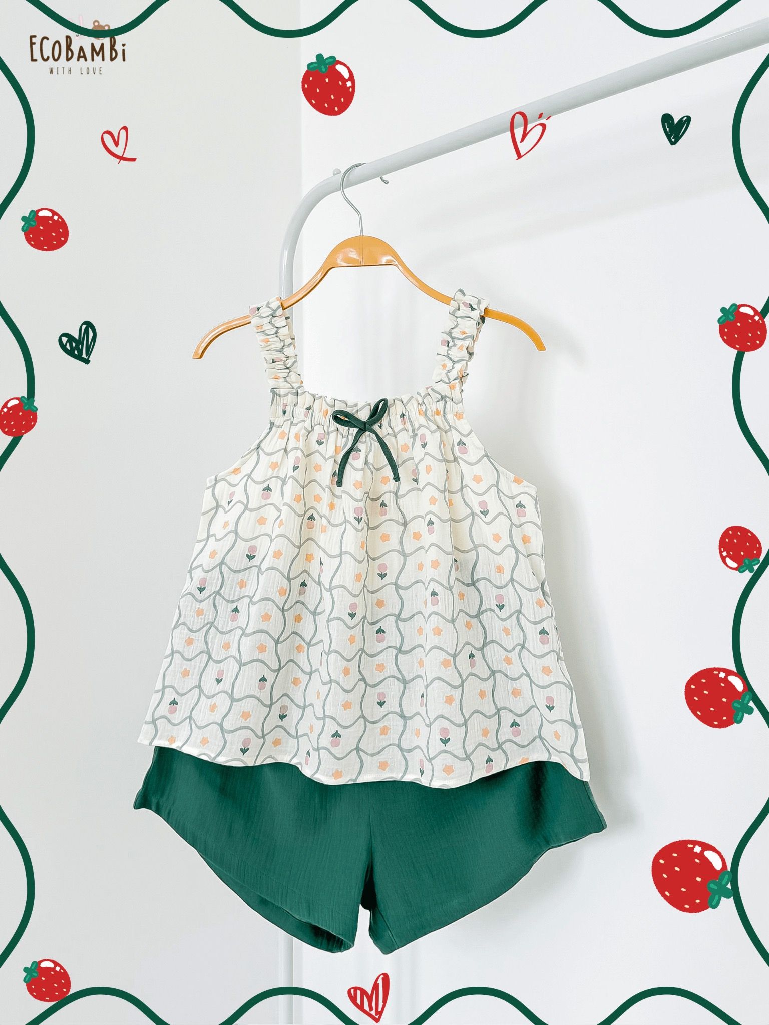 Bộ muslin 2 dây dún vai NỮ Innies - IN-24BONU003 - 8935334001459