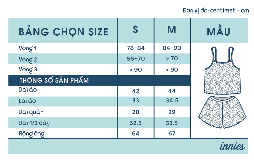 Bộ 2 dây cho nữ mặc nhà cao cấp in hoa nhí dễ thương, chất vải thun cotton co giãn và đàn hồi tốt Innies