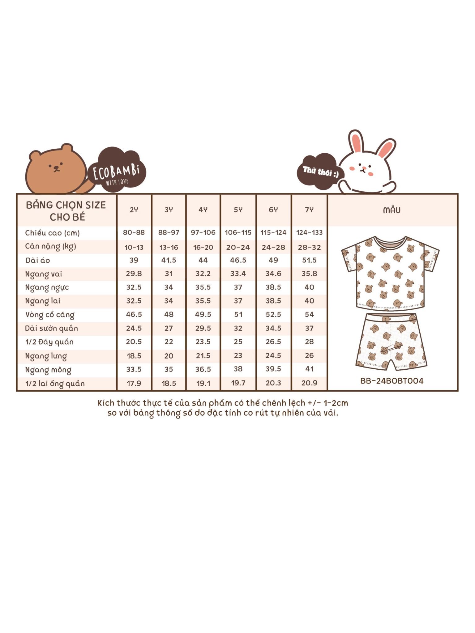 Bộ thun tay ngắn - quần lỡ in họa tiết bé trai ECOBAMBI - BB-24BOBT004 - Restock