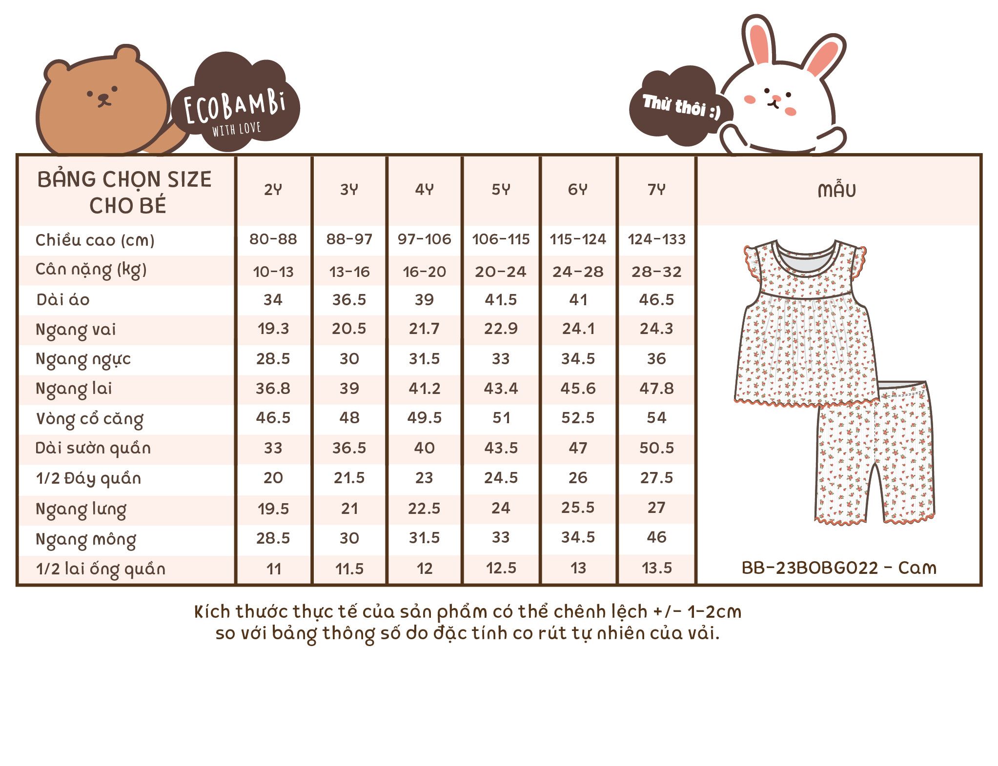 Bộ bé gái tay cánh tiên, quần lửng pointelle hoa nhí - BB-23BOBG022 - ECOBAMBI