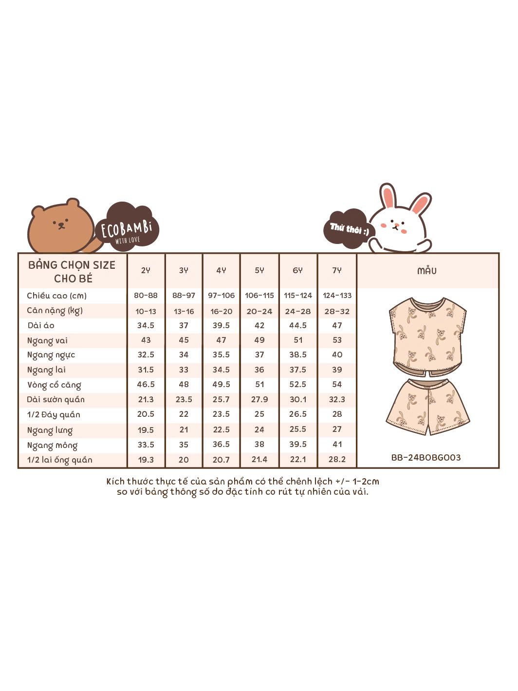 Bộ thun cánh dơi - quần shorts bé gái ECOBAMBI - BB-24BOBG003 - 8935334000933