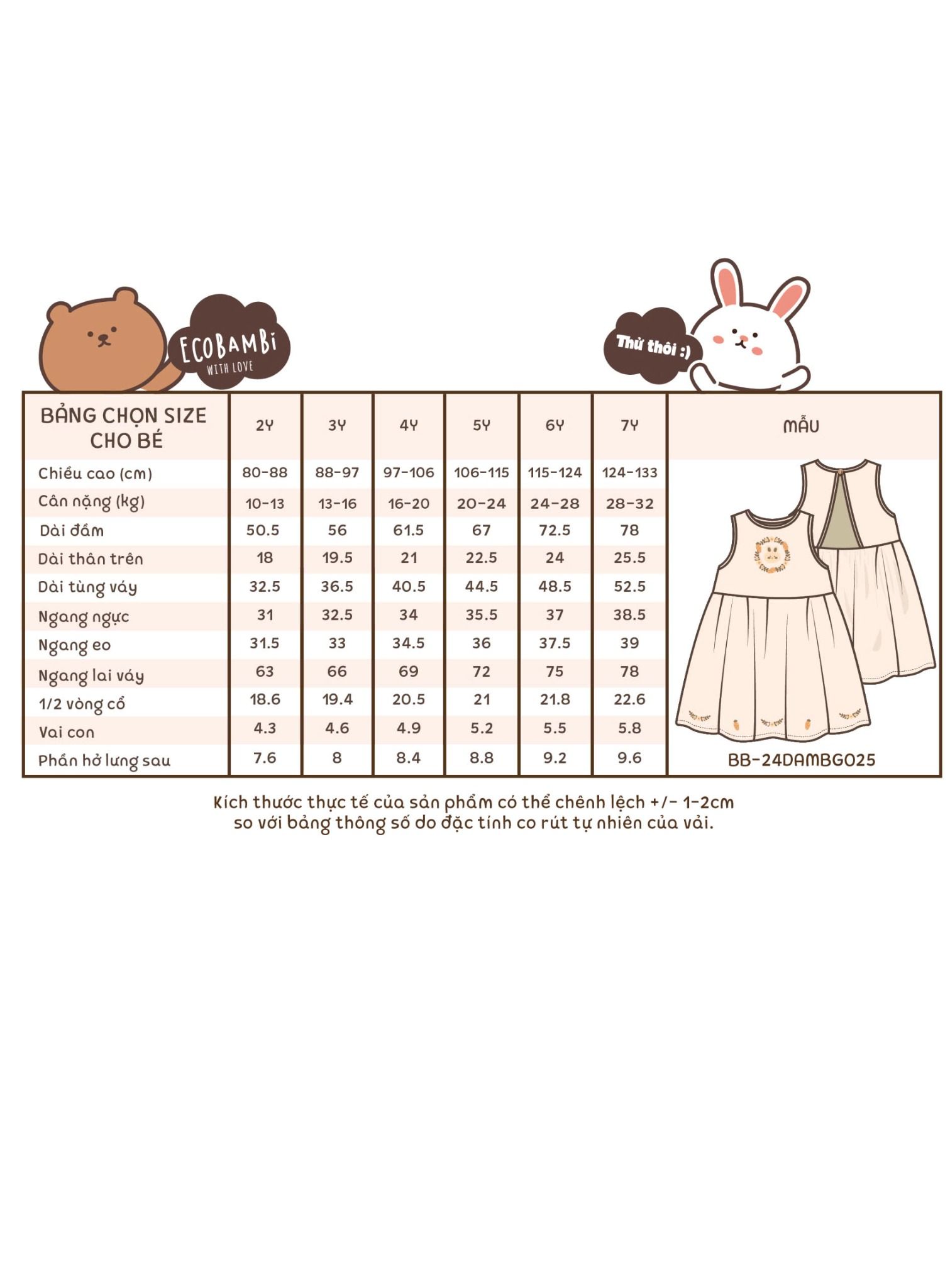 Đầm linen sát nách, khoét lưng thêu thỏ hoa bé gái - BB-24DAMBG025 - 8935334001657