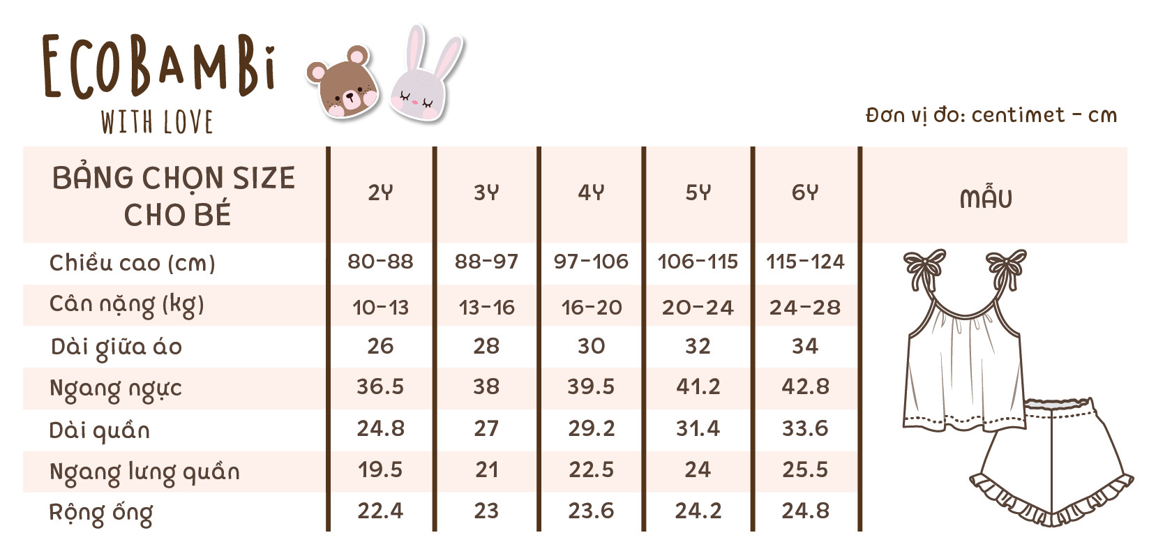 Bộ 2 dây CỔ YẾM, quần short cotton muslin in hoạ tiết đáng yêu cho bé gái Ecobambi - BB-23BOBG006 - 8935334000957