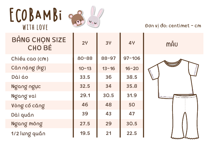 Bộ thun cotton tay ngắn, quần LỠ ỐNG LOE phong cách Hàn Quốc in hoạ tiết màu sắc dễ thương cho bé gái ECOBAMBI - BB-23BOBG004 - 8935334001213
