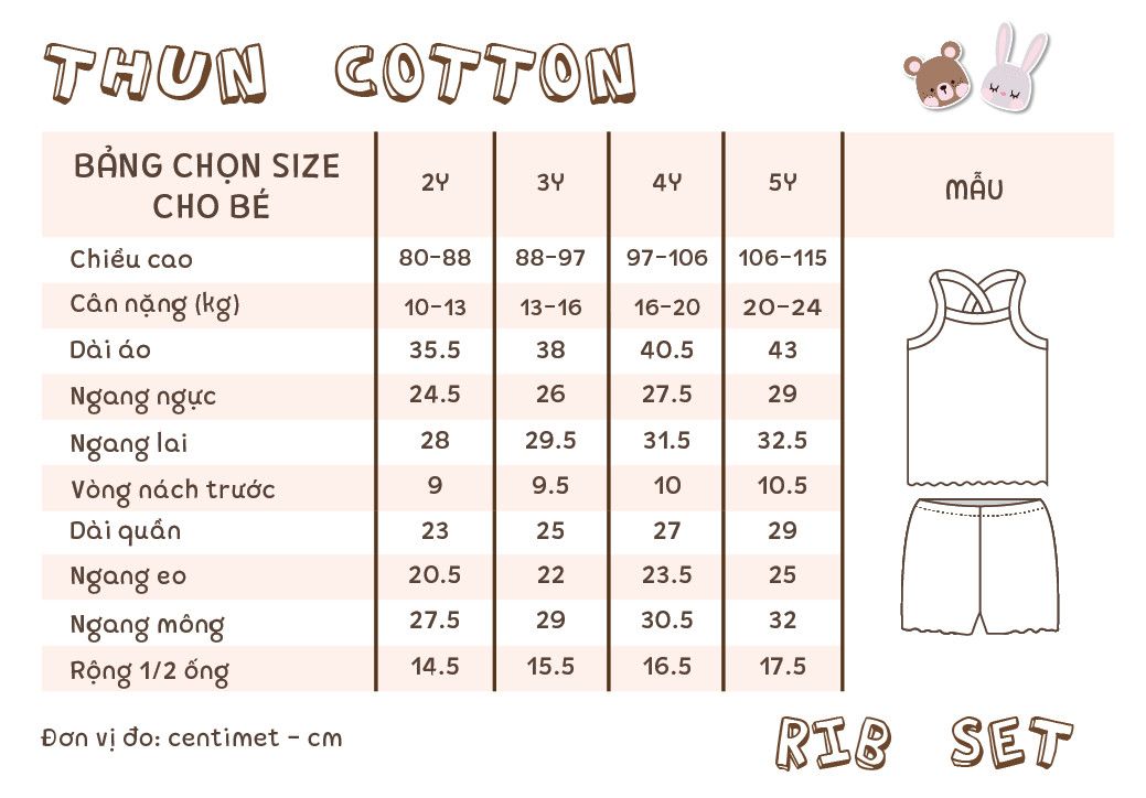 Bộ thun rib Hàn hoạ tiết hoa nhí dành cho bé gái Ecobambi