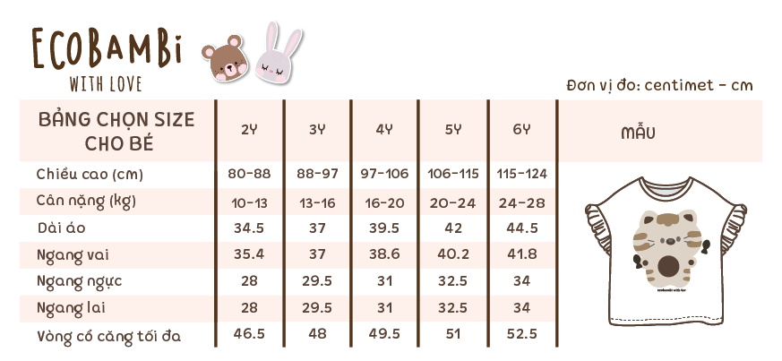 Áo thun tay ngắn viền bèo bé gái ECOBAMBI - BB-23AOBG009 - 8935334001015