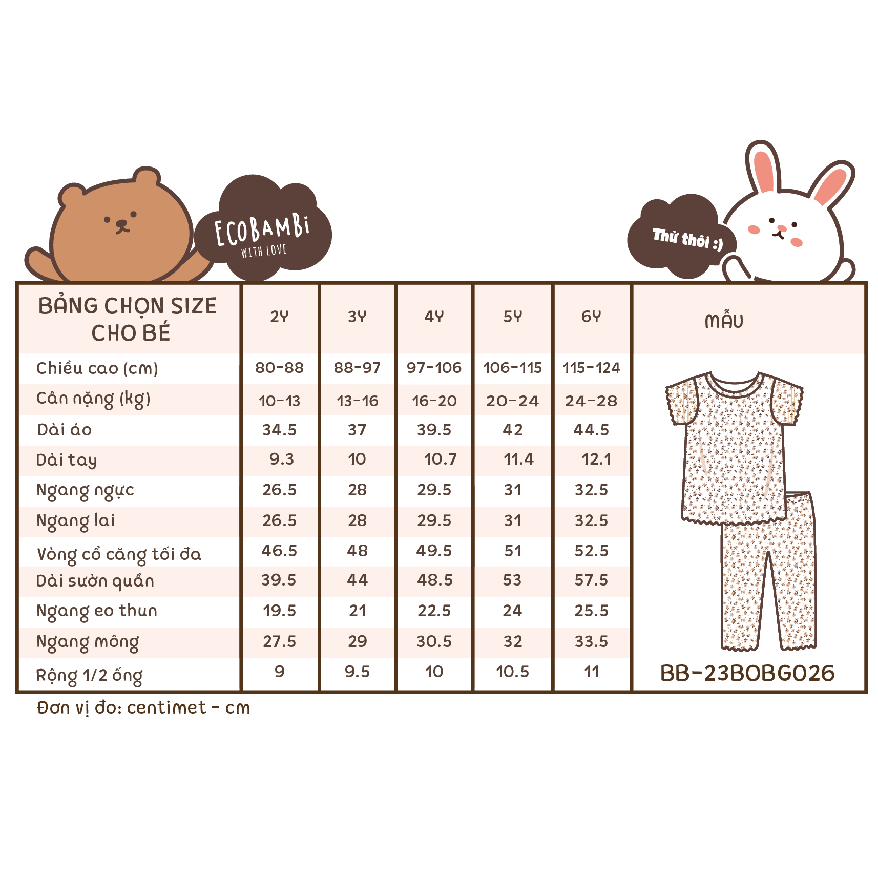 Bộ bé gái tay ngắn, quần lửng thun cotton jacquard in hoạ tiết hoa nhí dễ thương cho bé yêu BB-23BOBG026 - ECOBAMBI - 8935334001176