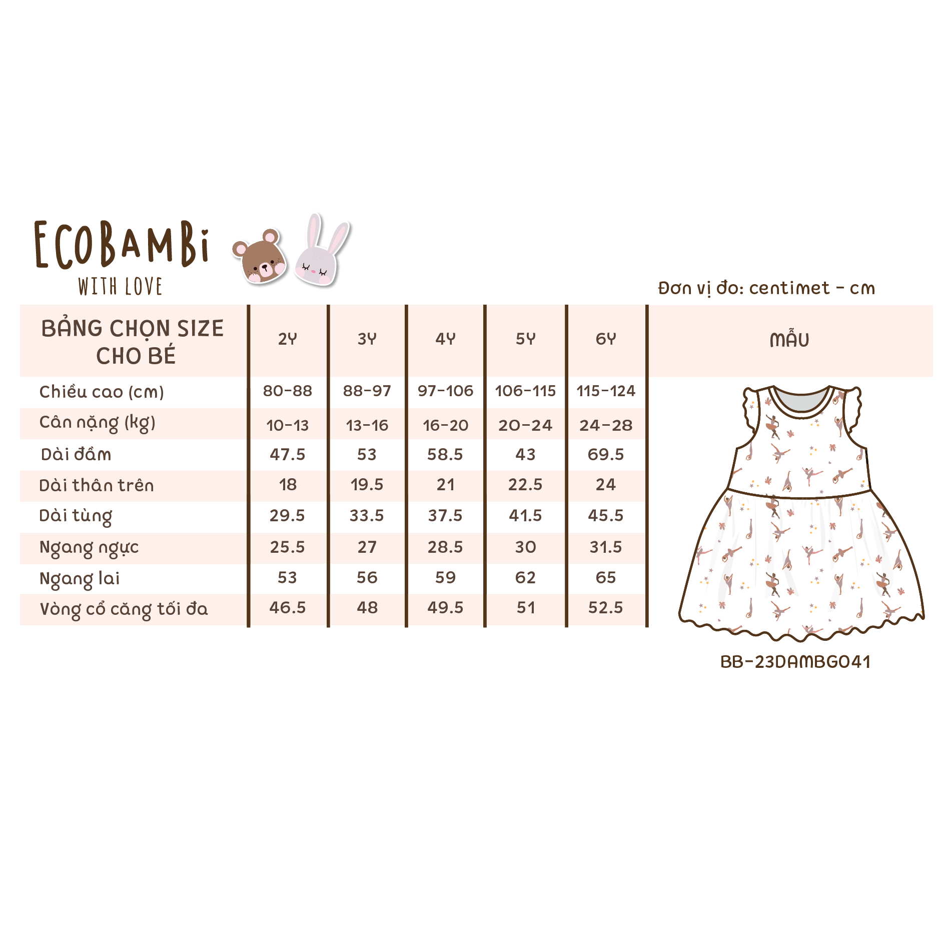 Đầm thun waffle tay cánh tiên cho bé gái - BB-23DAMBG041 - ECOBAMBI