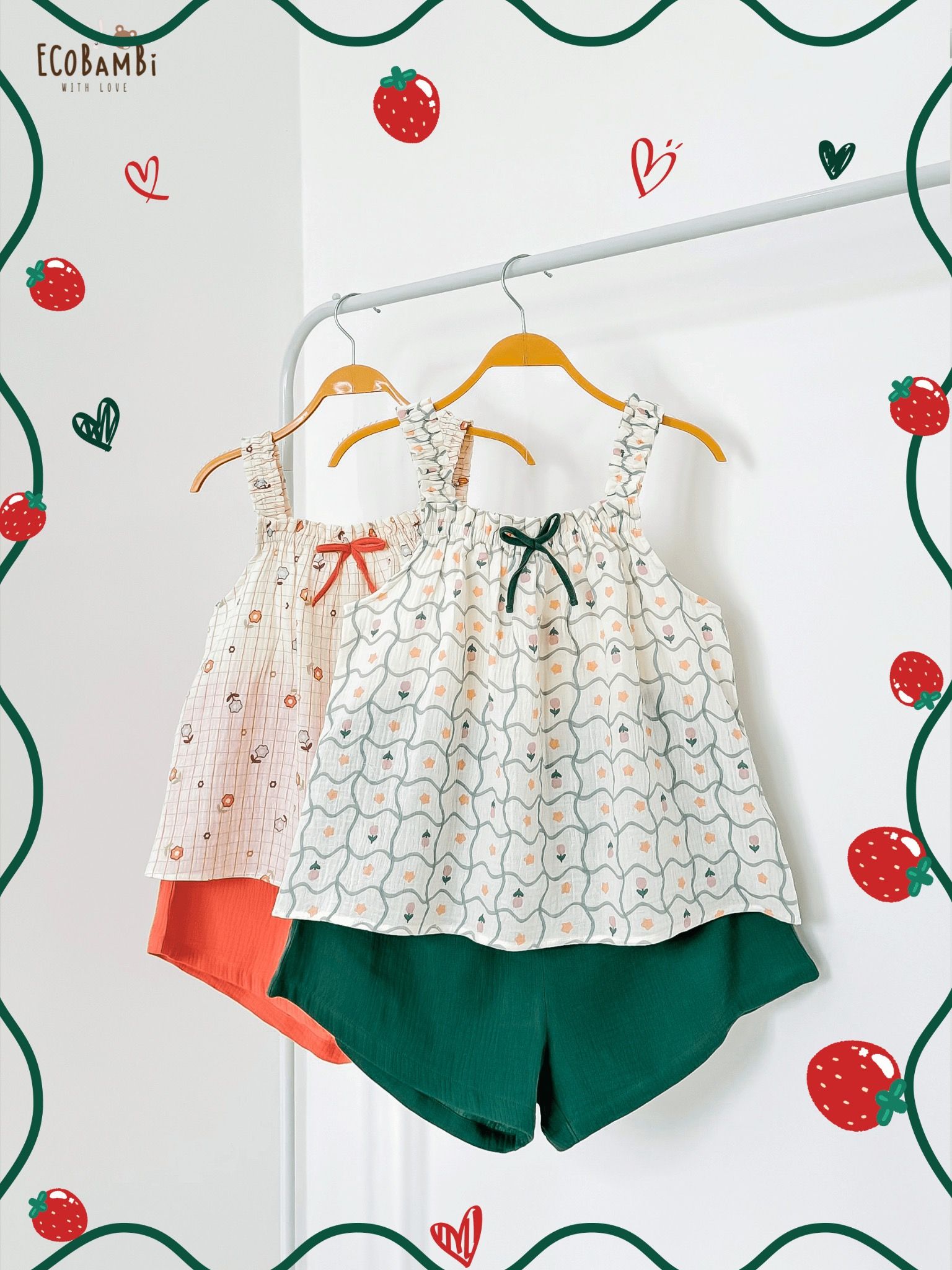 Bộ muslin 2 dây dún vai NỮ Innies - IN-24BONU003 - 8935334001459