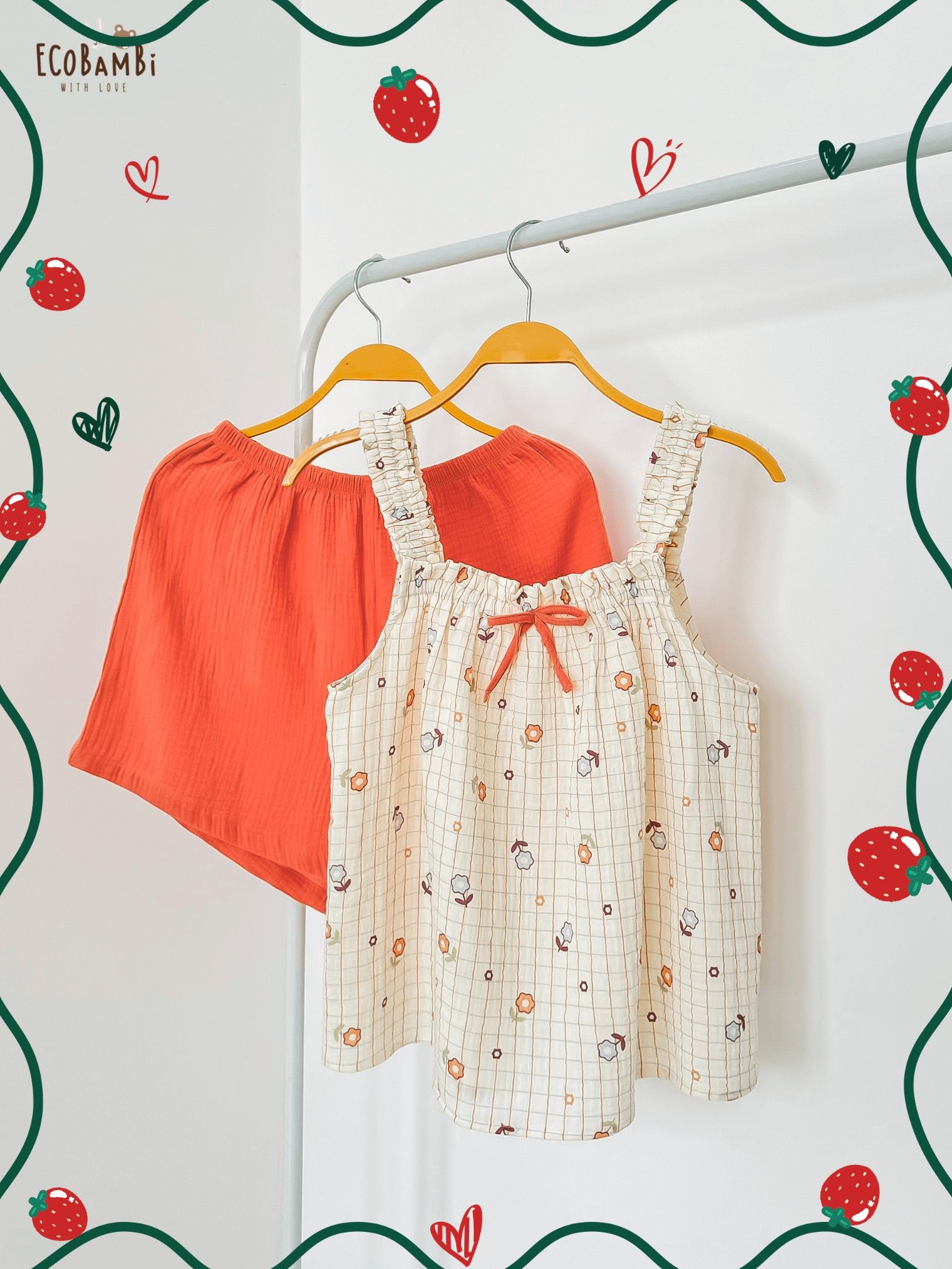 Bộ muslin 2 dây dún vai NỮ Innies - IN-24BONU003 - 8935334001459