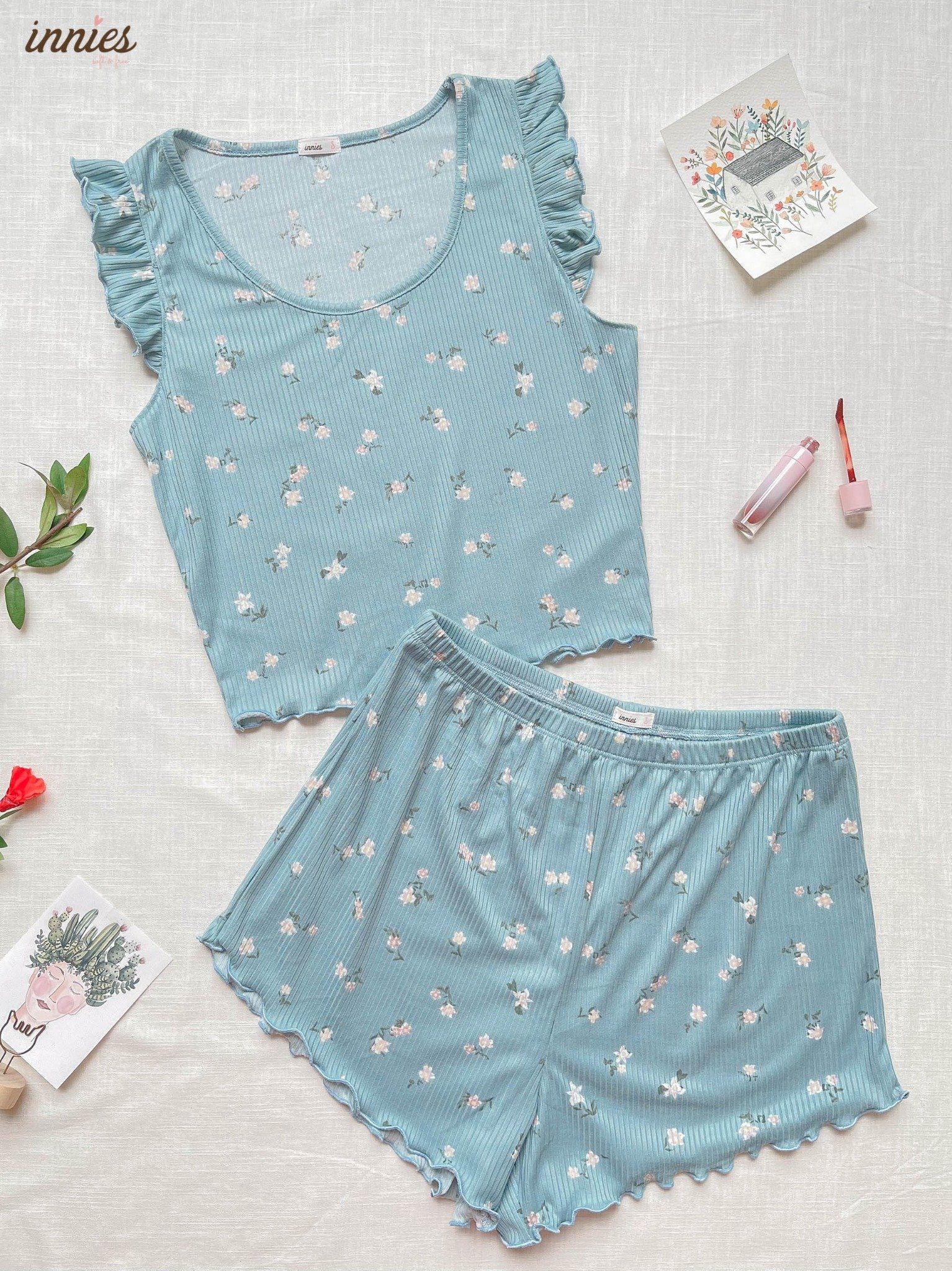 Bộ thun gân lạnh cotton TAY CÁNH TIÊN cho nữ