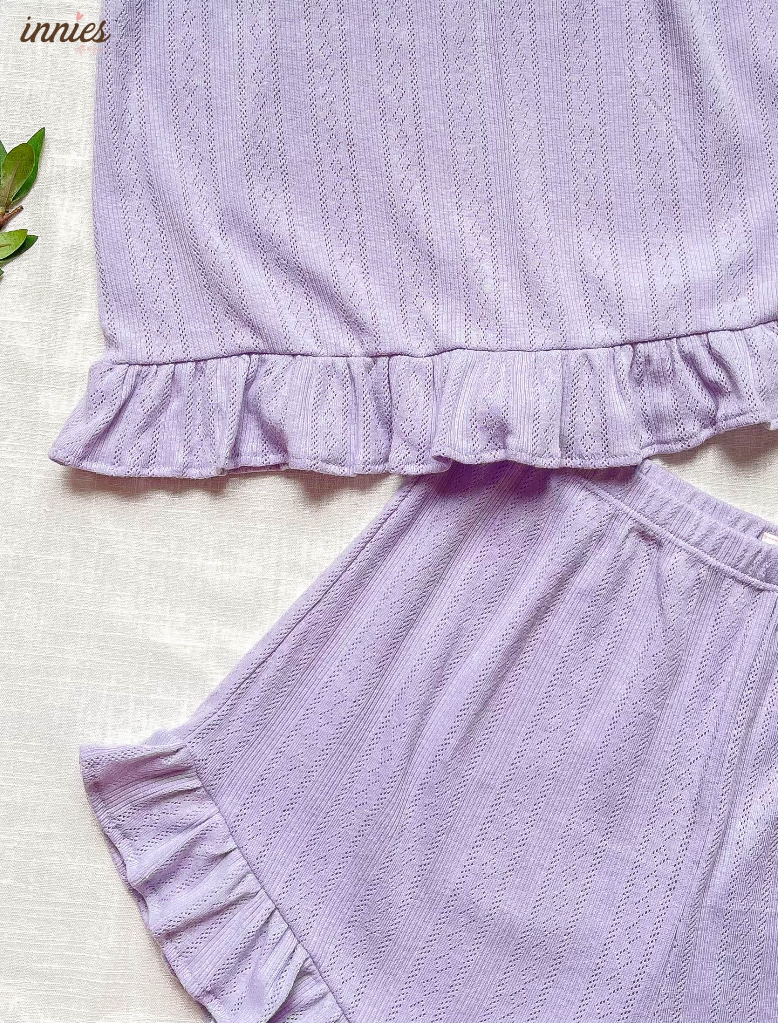Bộ 2 dây tím pastel phối bèo dễ thương cho nữ