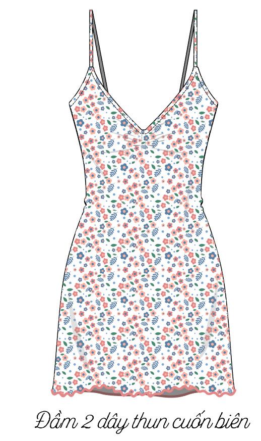 Đầm nữ 2 dây in hoa nhí nhún ngực chất vải thun cotton co giãn và đàn hồi tốt - Innies - 8935334000773