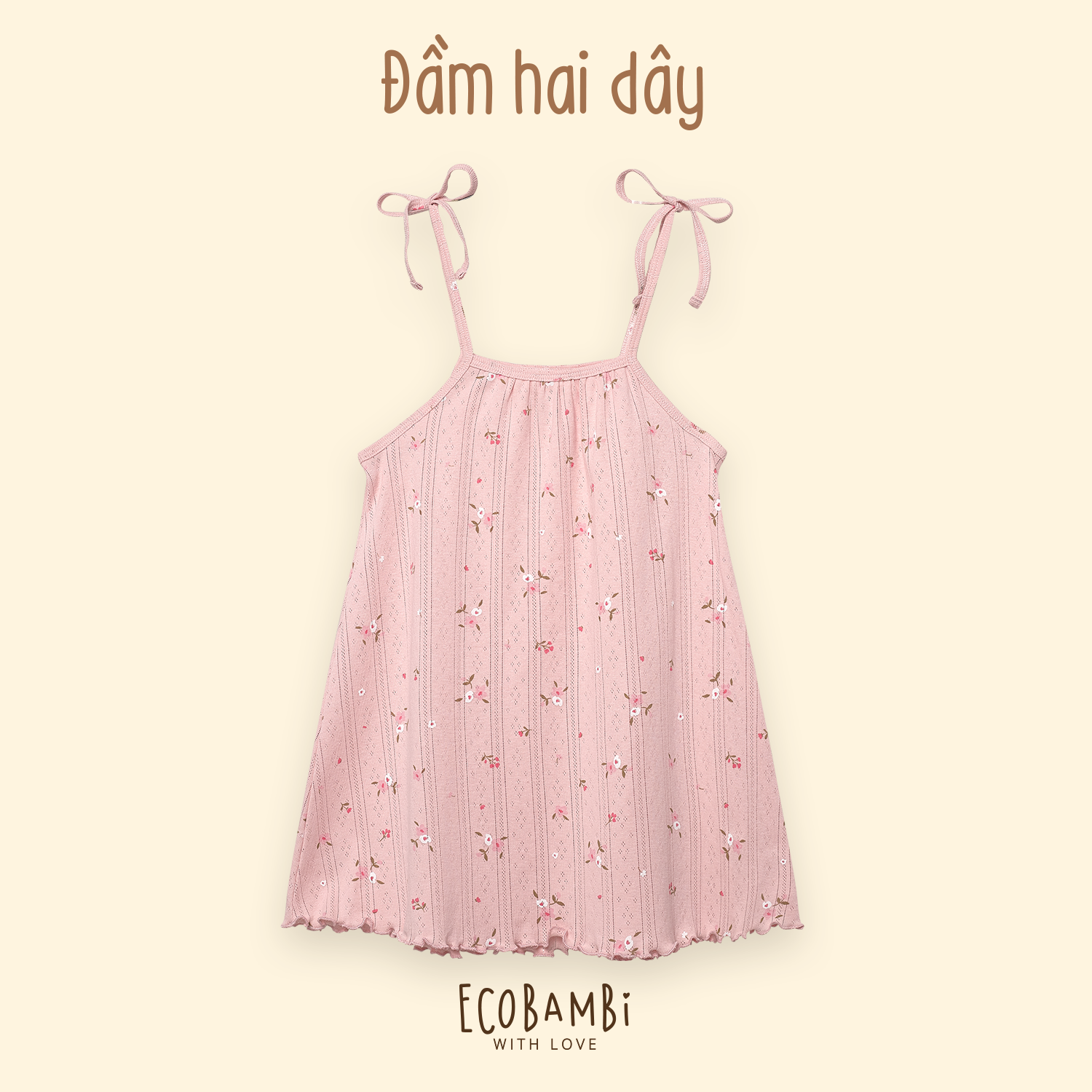 Đầm 2 dây cotton Hàn kiểu dệt Jacquard in hoa bé gái ECOBAMBI - 8935334000551