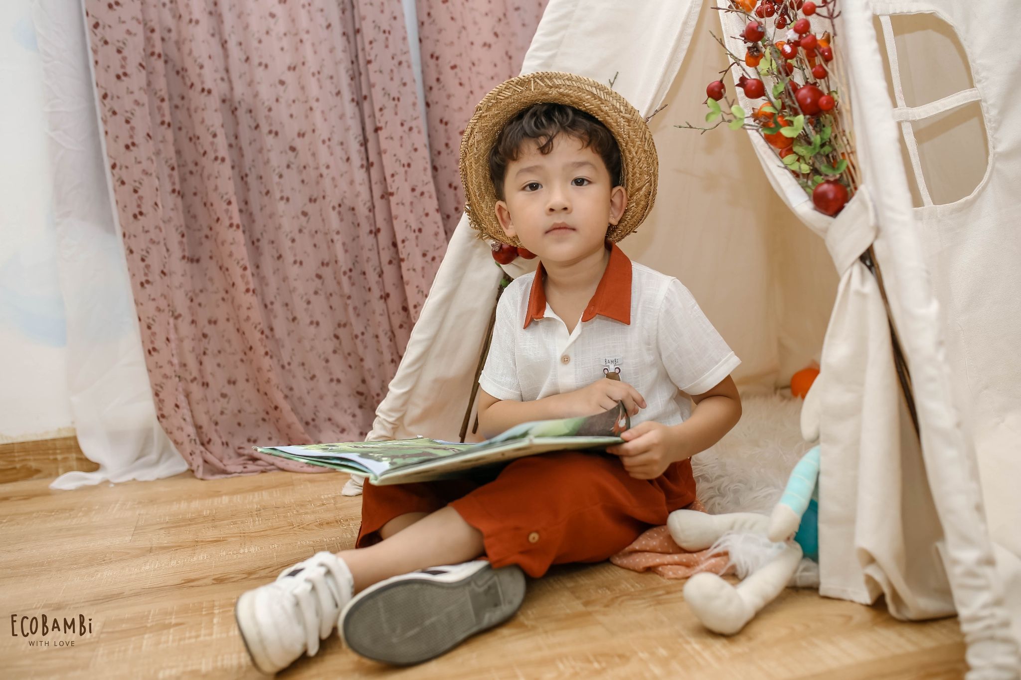 Áo sơ mi tay ngắn linen bé trai