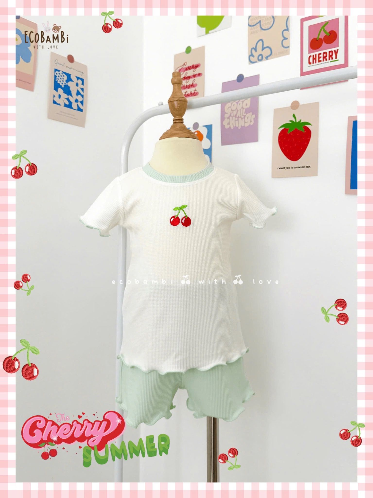 Bộ thun waffle sợi tre áo tay ngắn - quần shorts bé gái - BB-24BOBG036 - 8935334001800