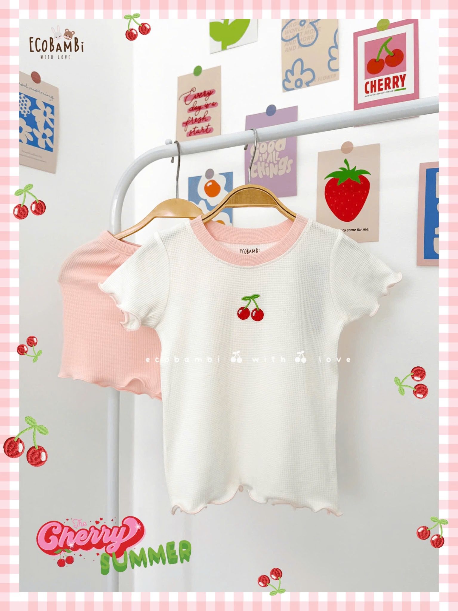 Bộ thun waffle sợi tre áo tay ngắn - quần shorts bé gái - BB-24BOBG036 - 8935334001800