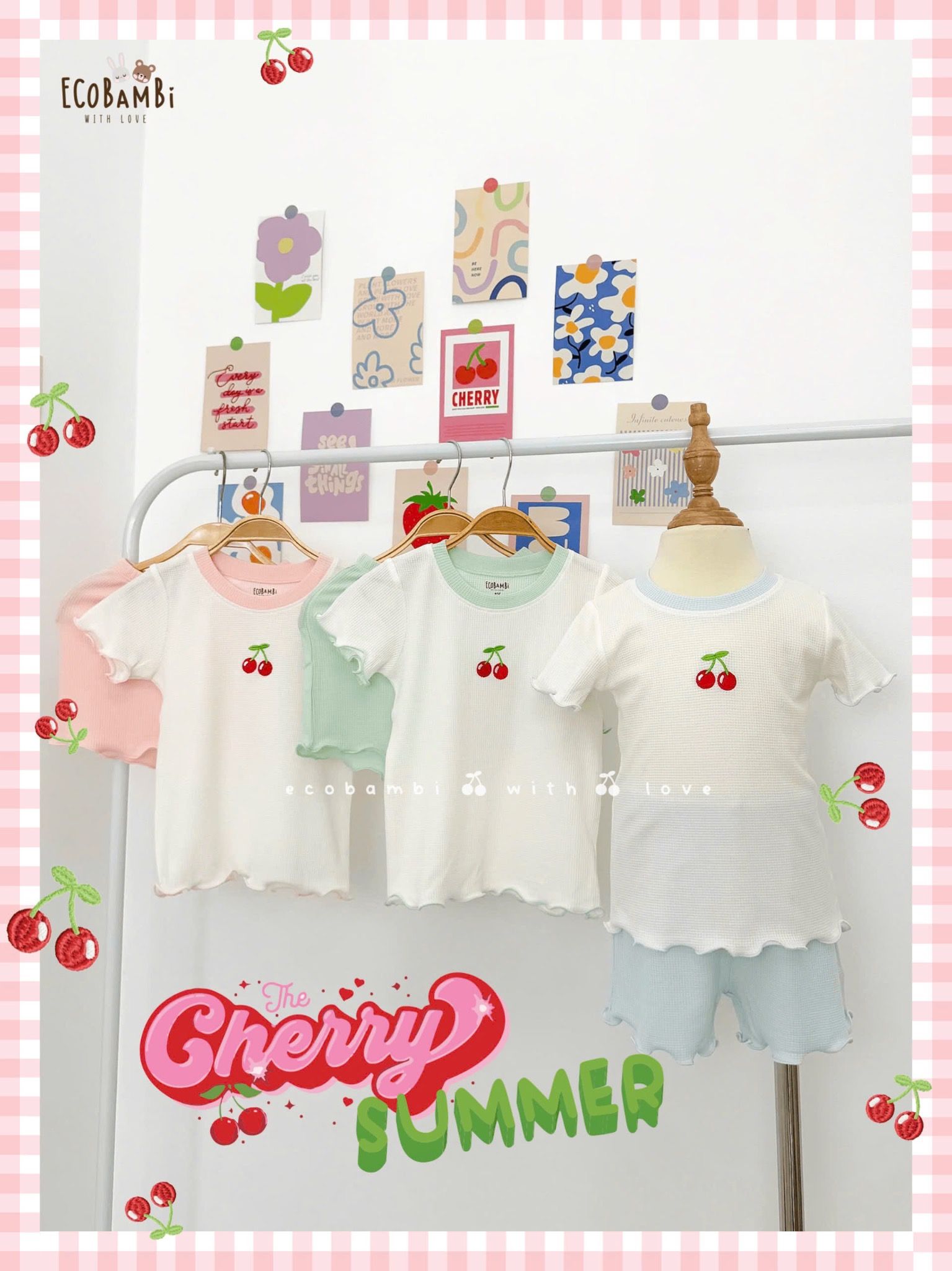 Bộ thun waffle sợi tre áo tay ngắn - quần shorts bé gái - BB-24BOBG036 - 8935334001800